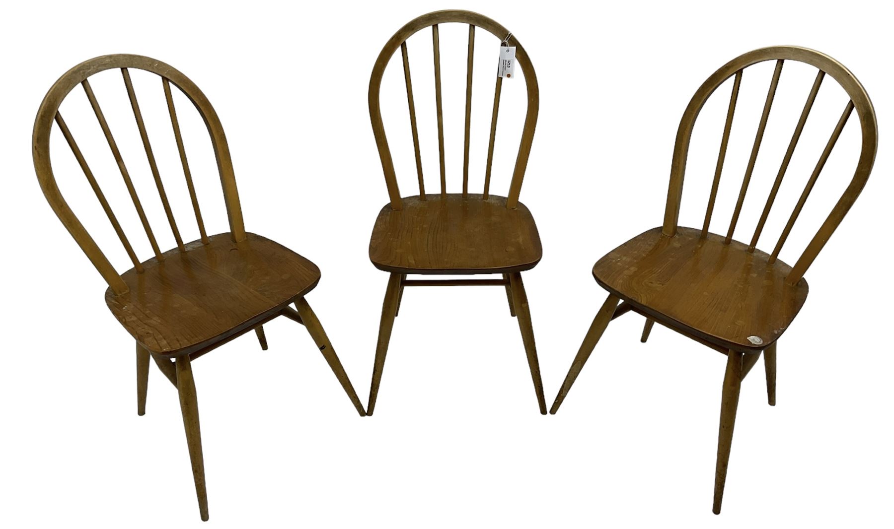 Ercol - 1960s set of three elm and beech 'Windsor' stick and hoop back chairs - Image 2 of 6