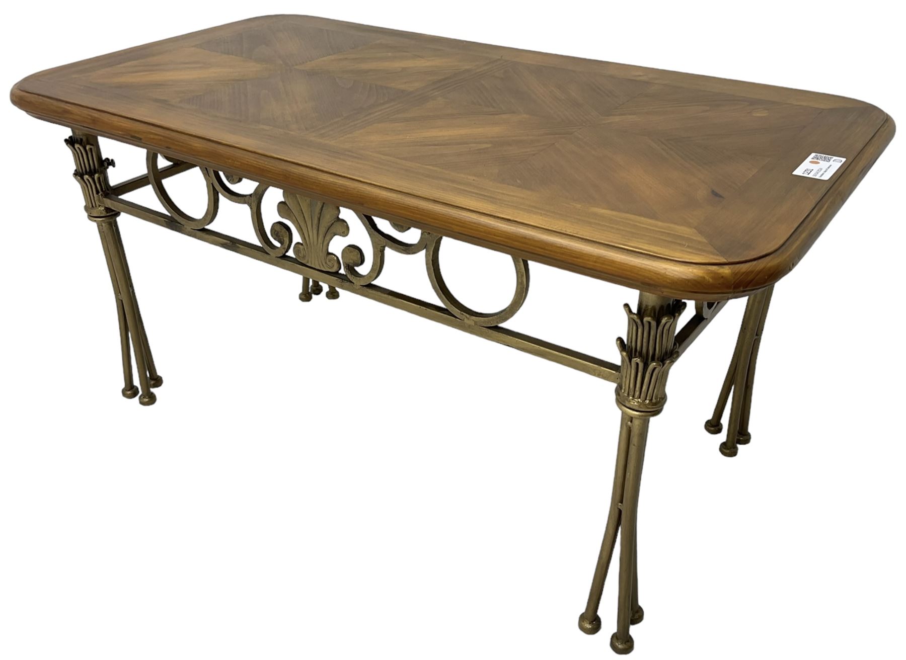 Metalwork and cherry wood rectangular coffee table - Image 4 of 4
