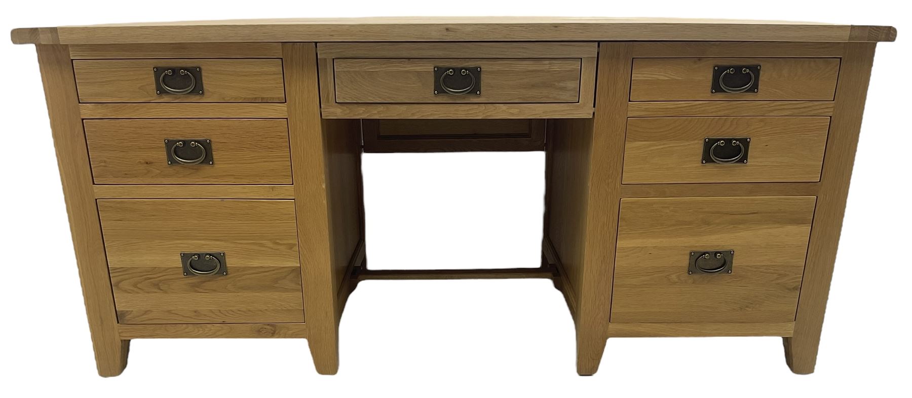 Light oak twin pedestal desk