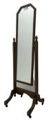 20th century oak framed cheval dressing mirror