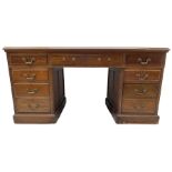 Late Victorian mahogany twin pedestal desk