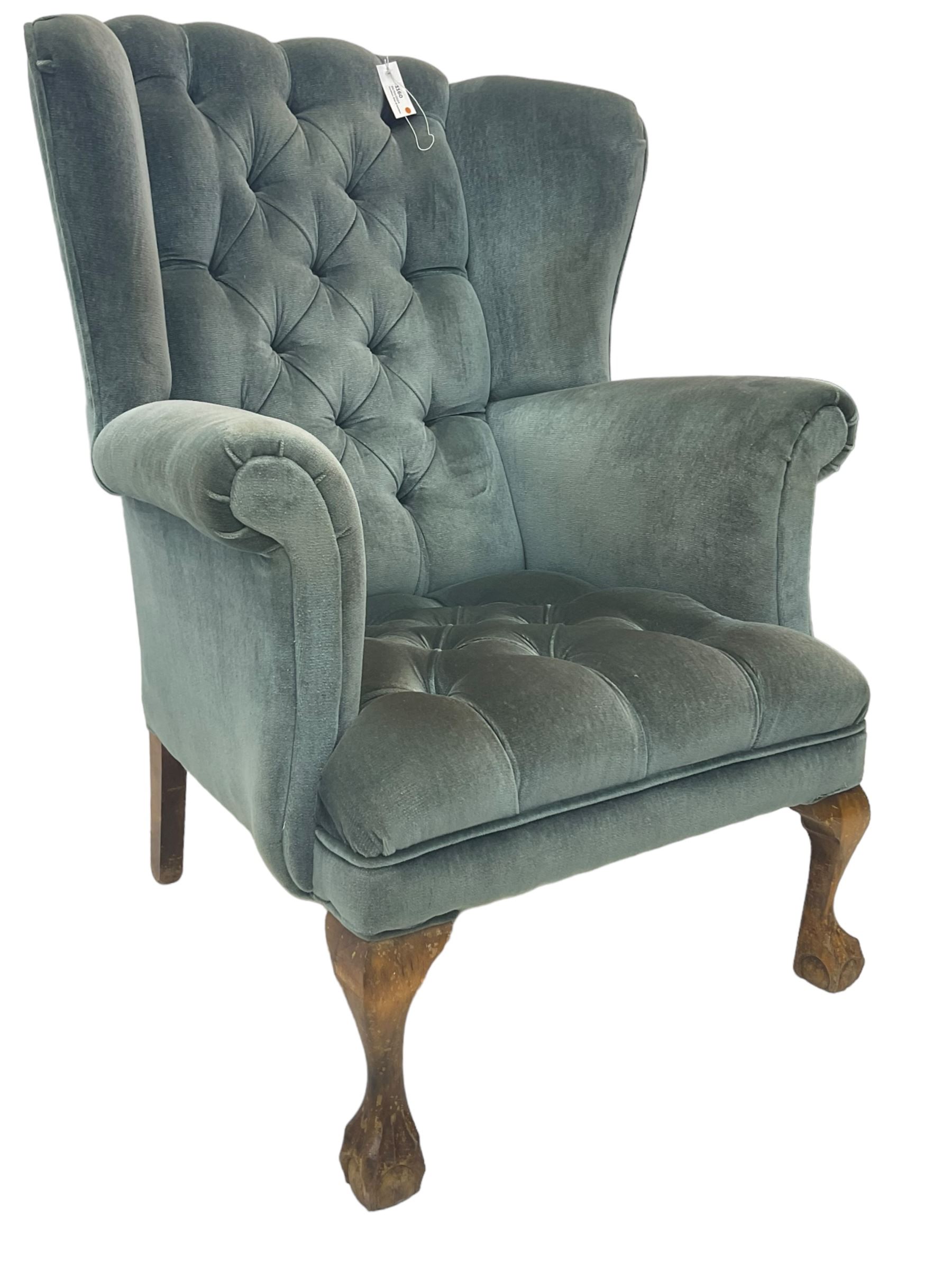 Georgian design wingback armchair - Image 3 of 6