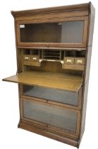 Globe Wernicke design - early 20th century oak four-tier stacking library bookcase
