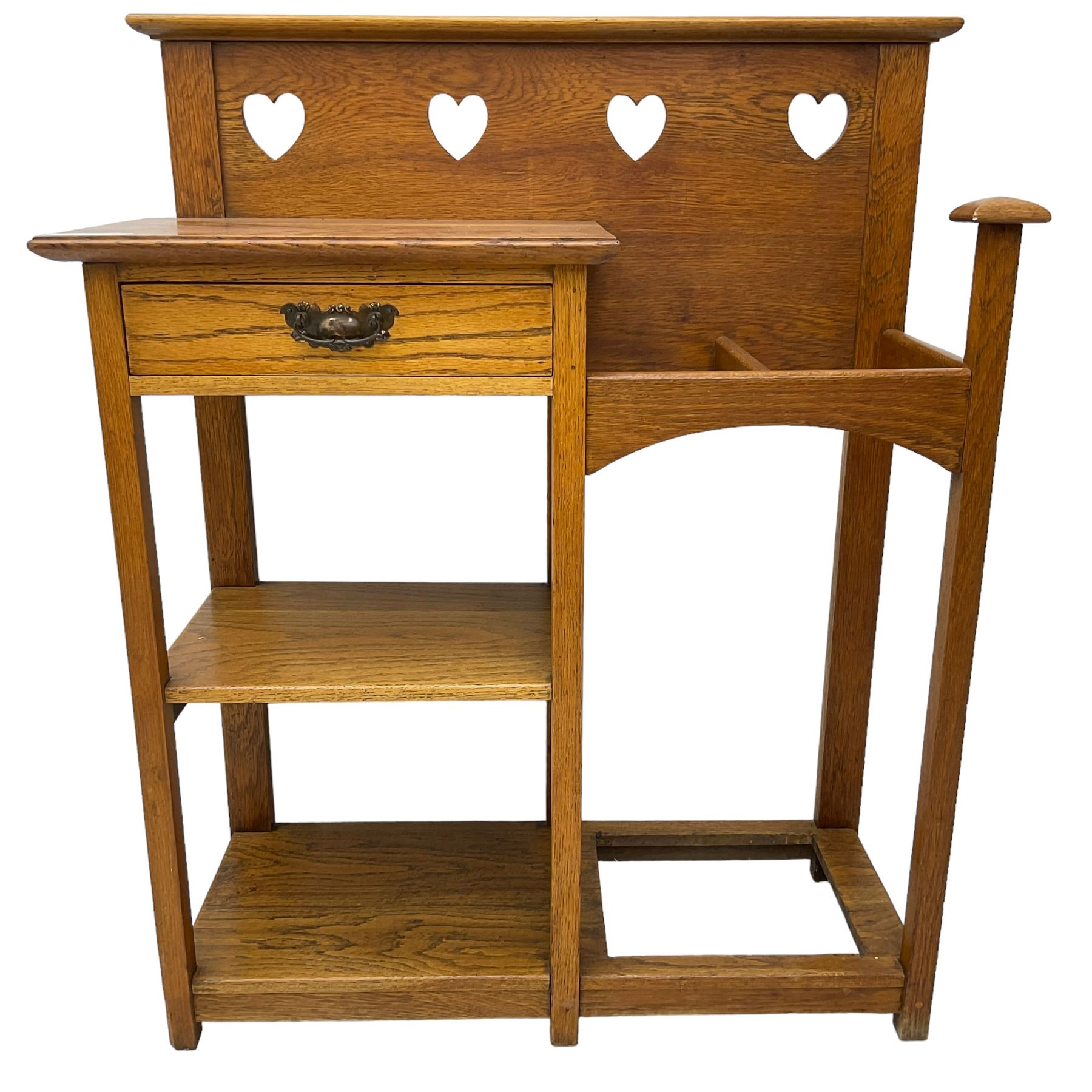 Arts and Crafts period golden oak hallstand