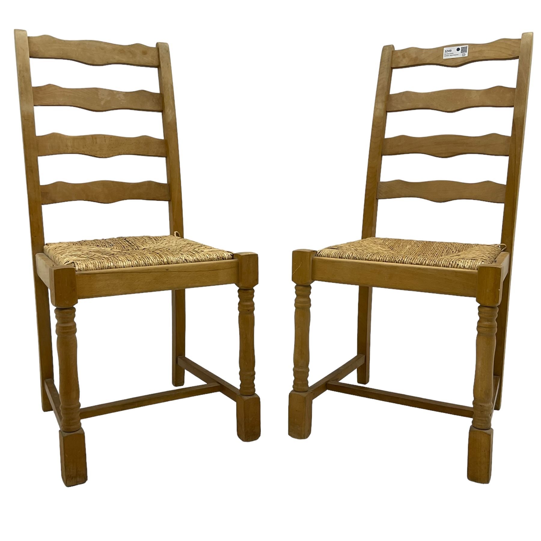 Set of six (4+2) beech dining chairs - Image 8 of 8