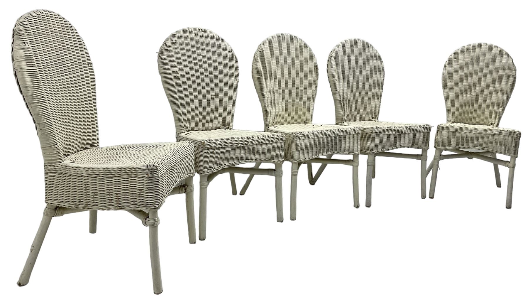 Set of five white painted wicker chairs; together with two late Victorian chairs - Image 4 of 8