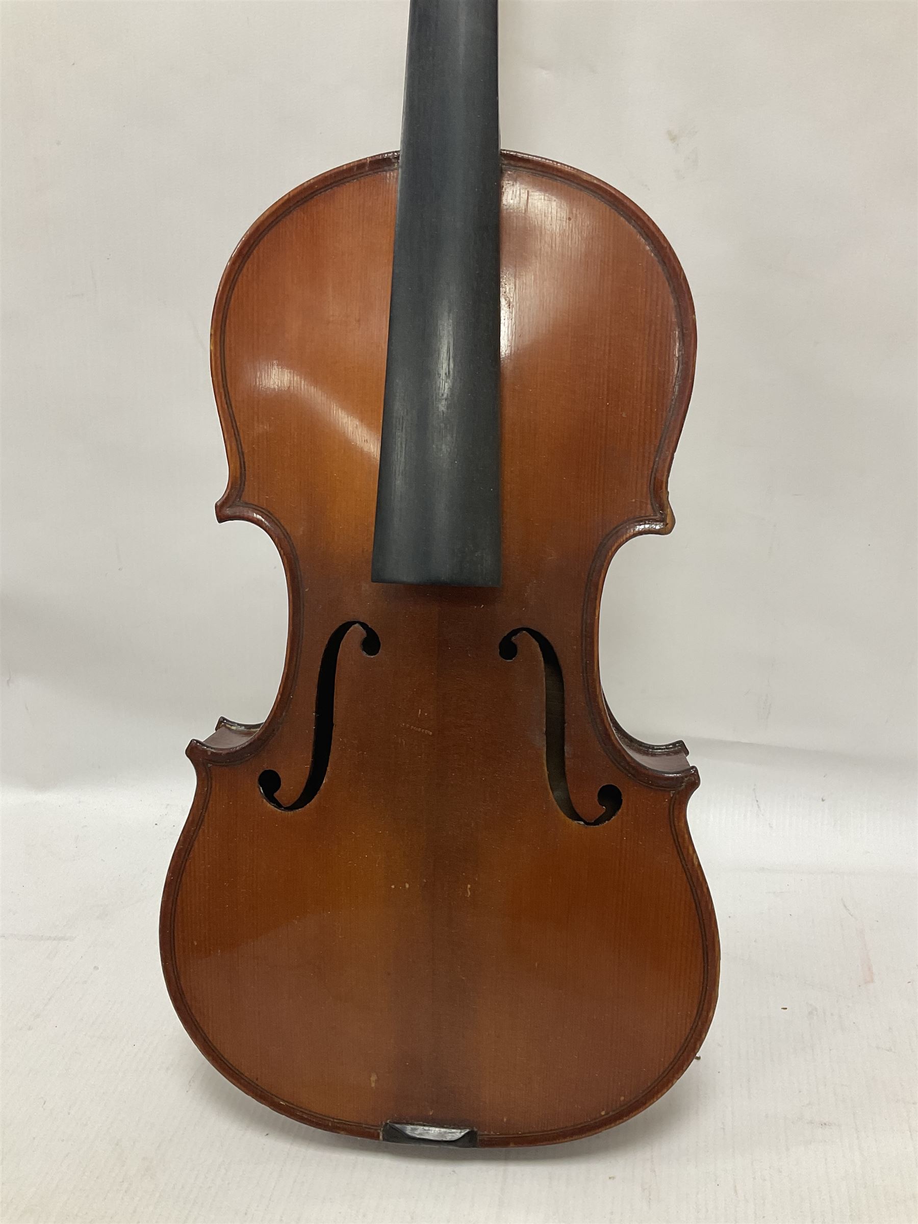 Four violins 1/8th size; half size with Nicolas Bertholini label; three-quarter size with Stradivari - Image 17 of 23