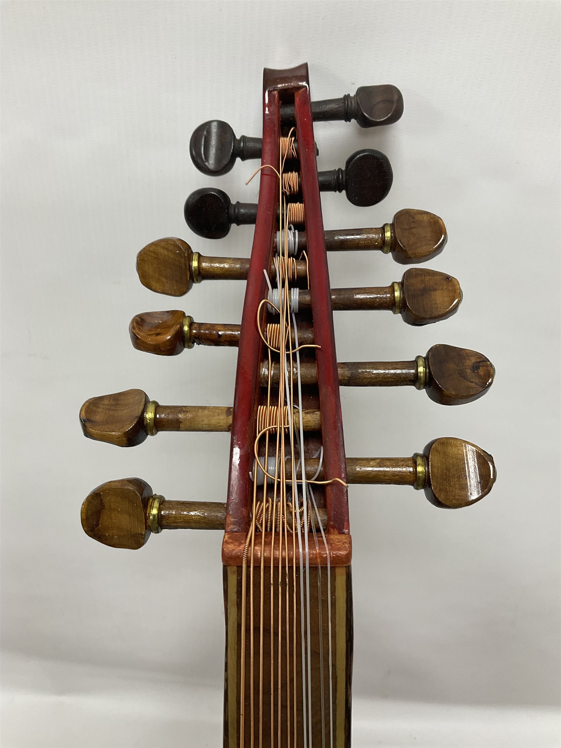 20th century Middle Eastern six string lute with a segmented back and a purpose designed hardwood st - Image 9 of 16