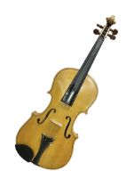 Copy of a full size Stradivarius violin with an ebonised fingerboard and tailpiece