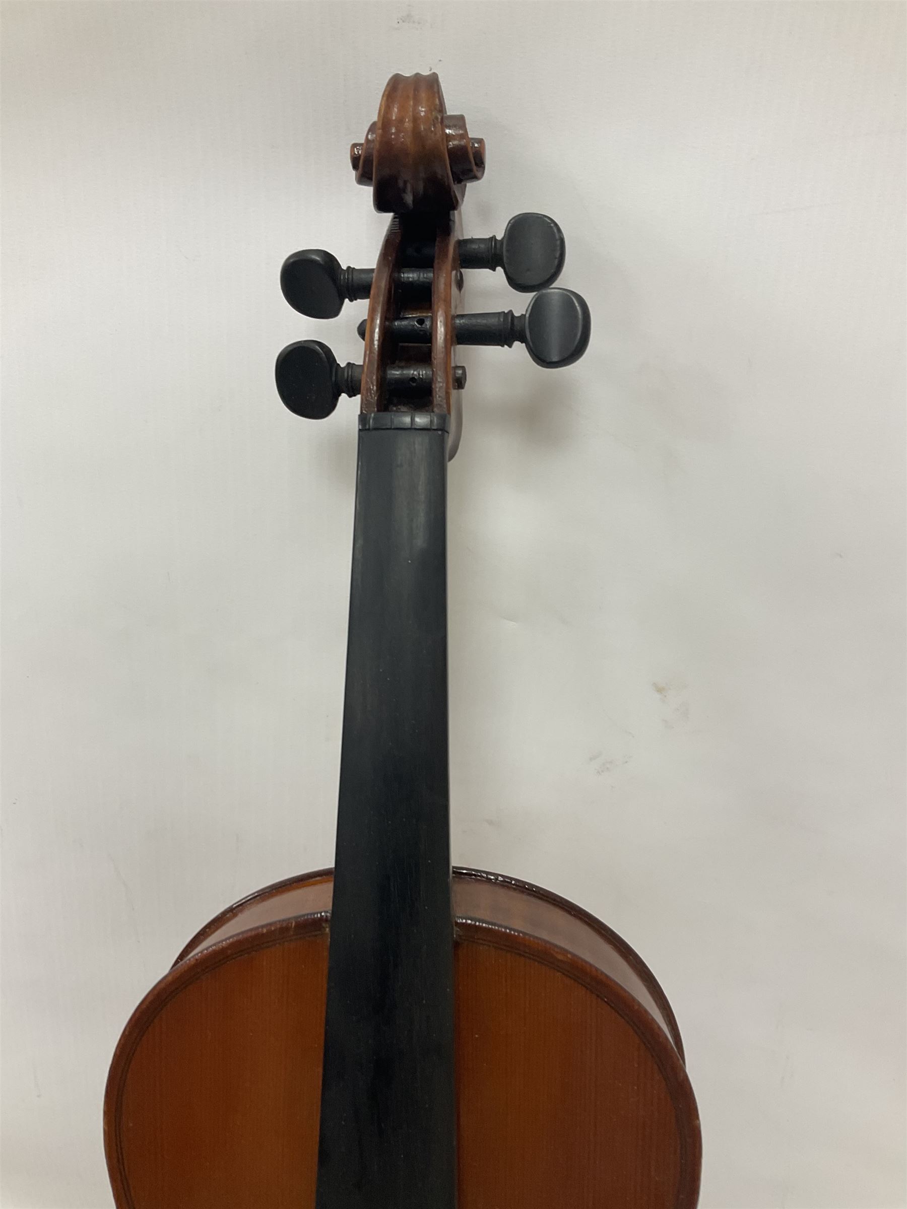 Four violins 1/8th size; half size with Nicolas Bertholini label; three-quarter size with Stradivari - Image 18 of 23