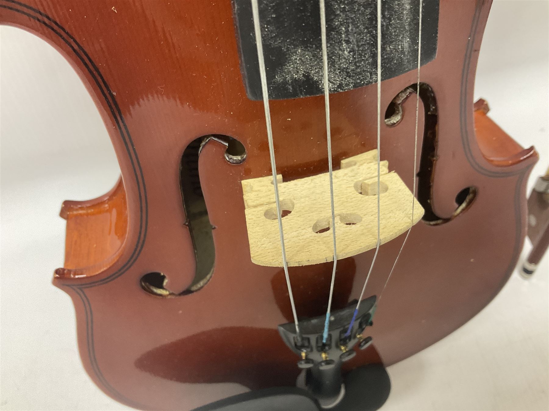 Full size violin with a maple case and ebonised fingerboard and fittings - Image 21 of 21