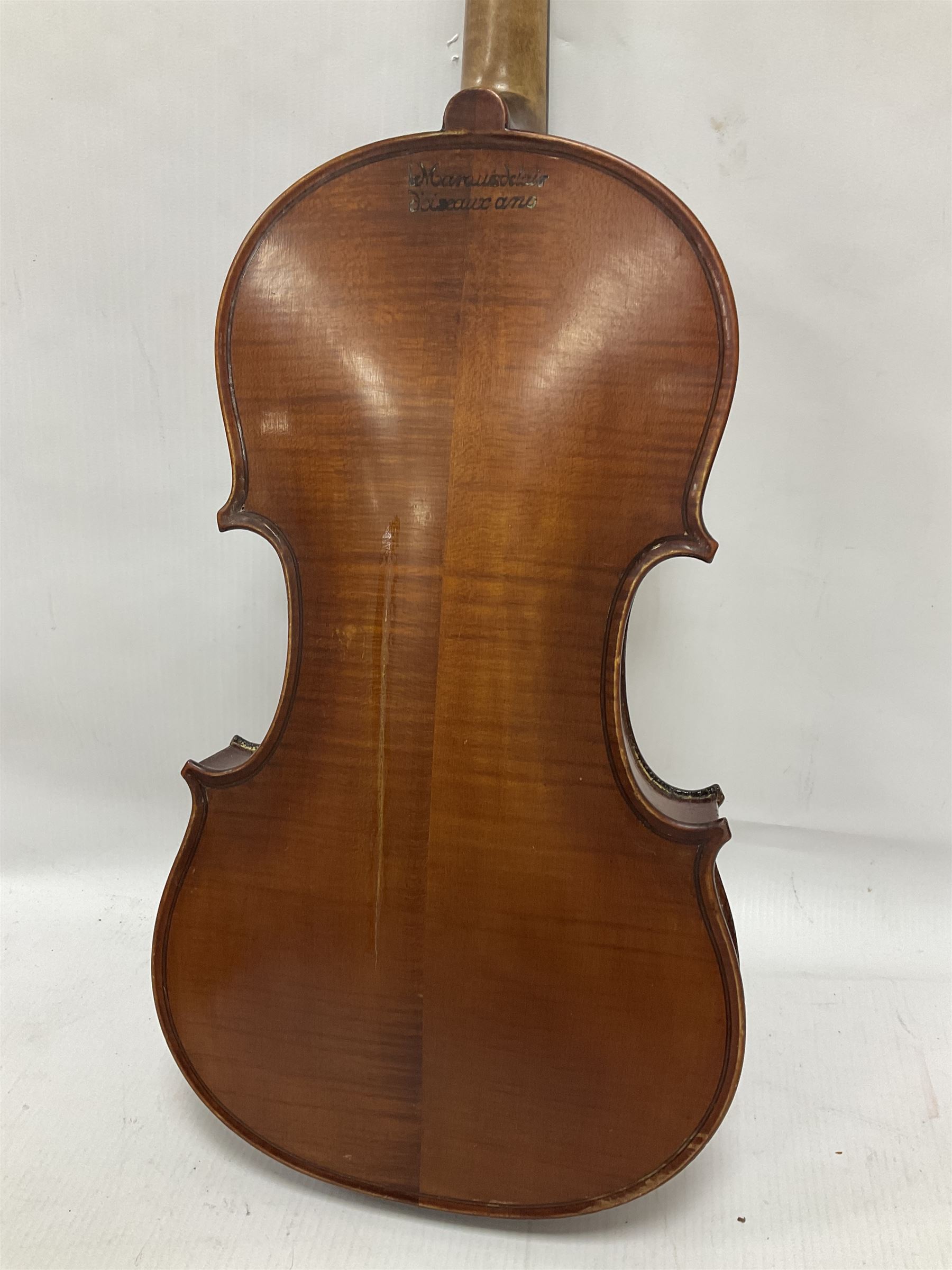 Four violins 1/8th size; half size with Nicolas Bertholini label; three-quarter size with Stradivari - Image 21 of 23