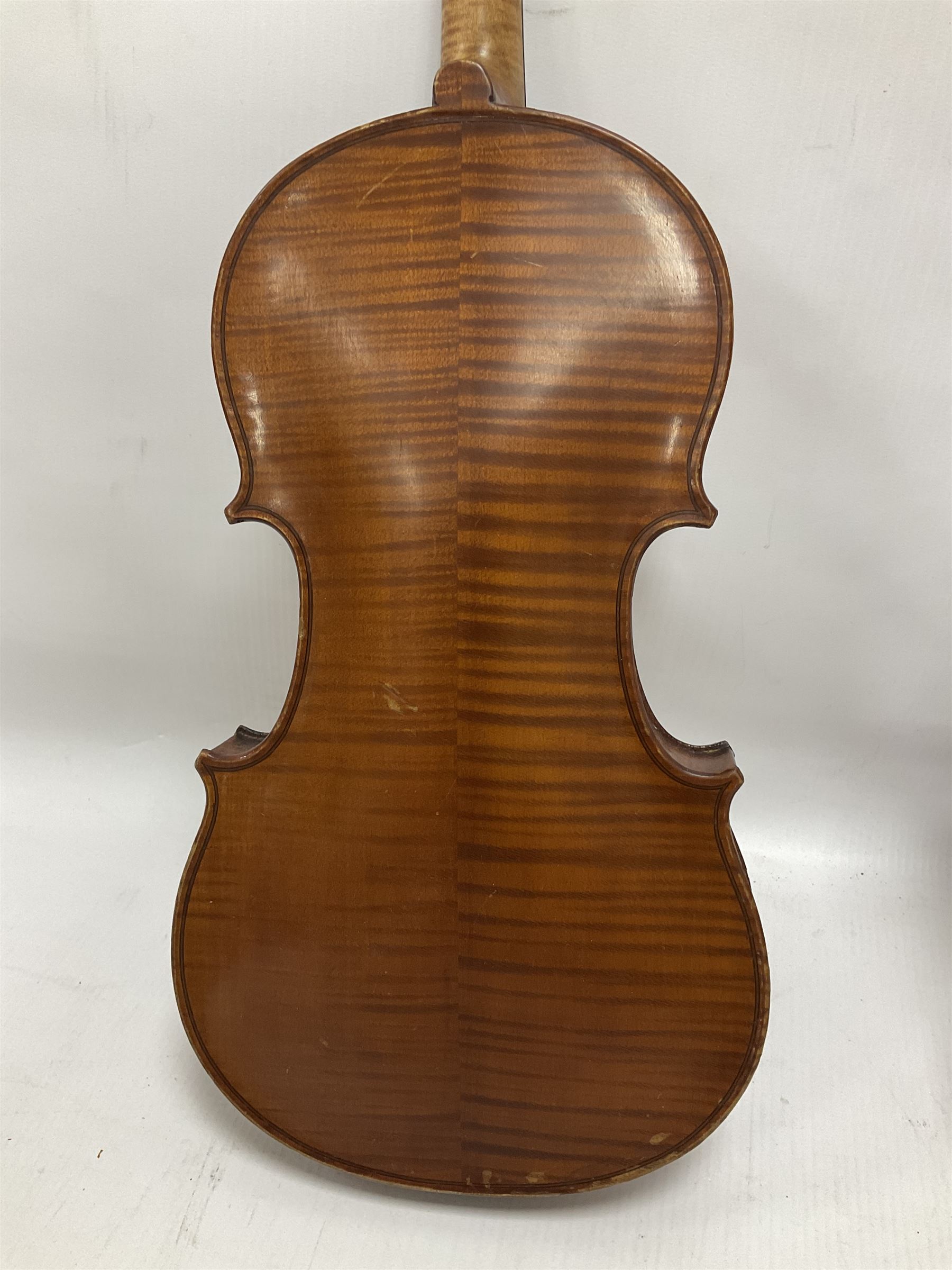 Four violins 1/8th size; half size with Nicolas Bertholini label; three-quarter size with Stradivari - Image 14 of 23