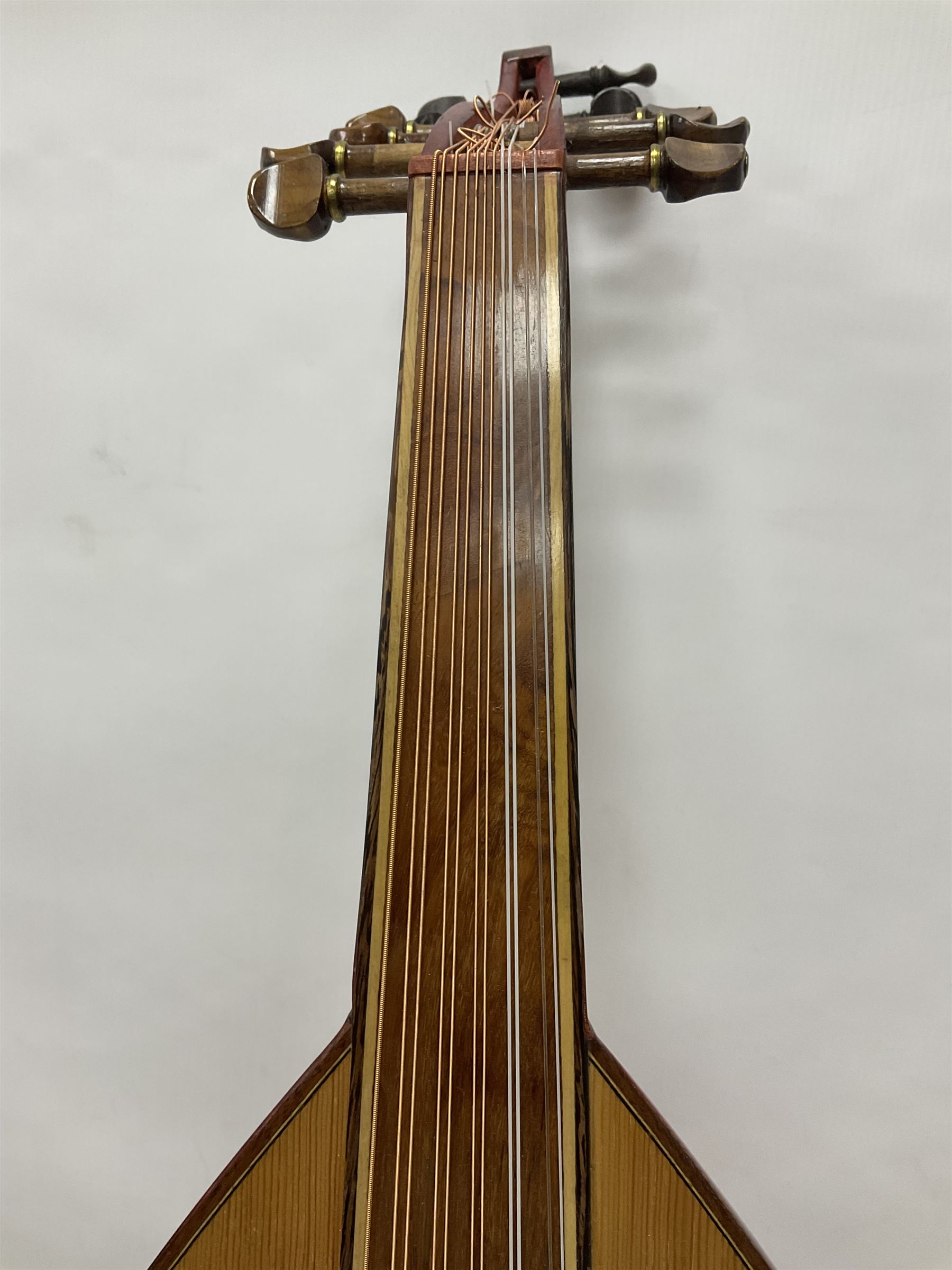 20th century Middle Eastern six string lute with a segmented back and a purpose designed hardwood st - Image 8 of 16