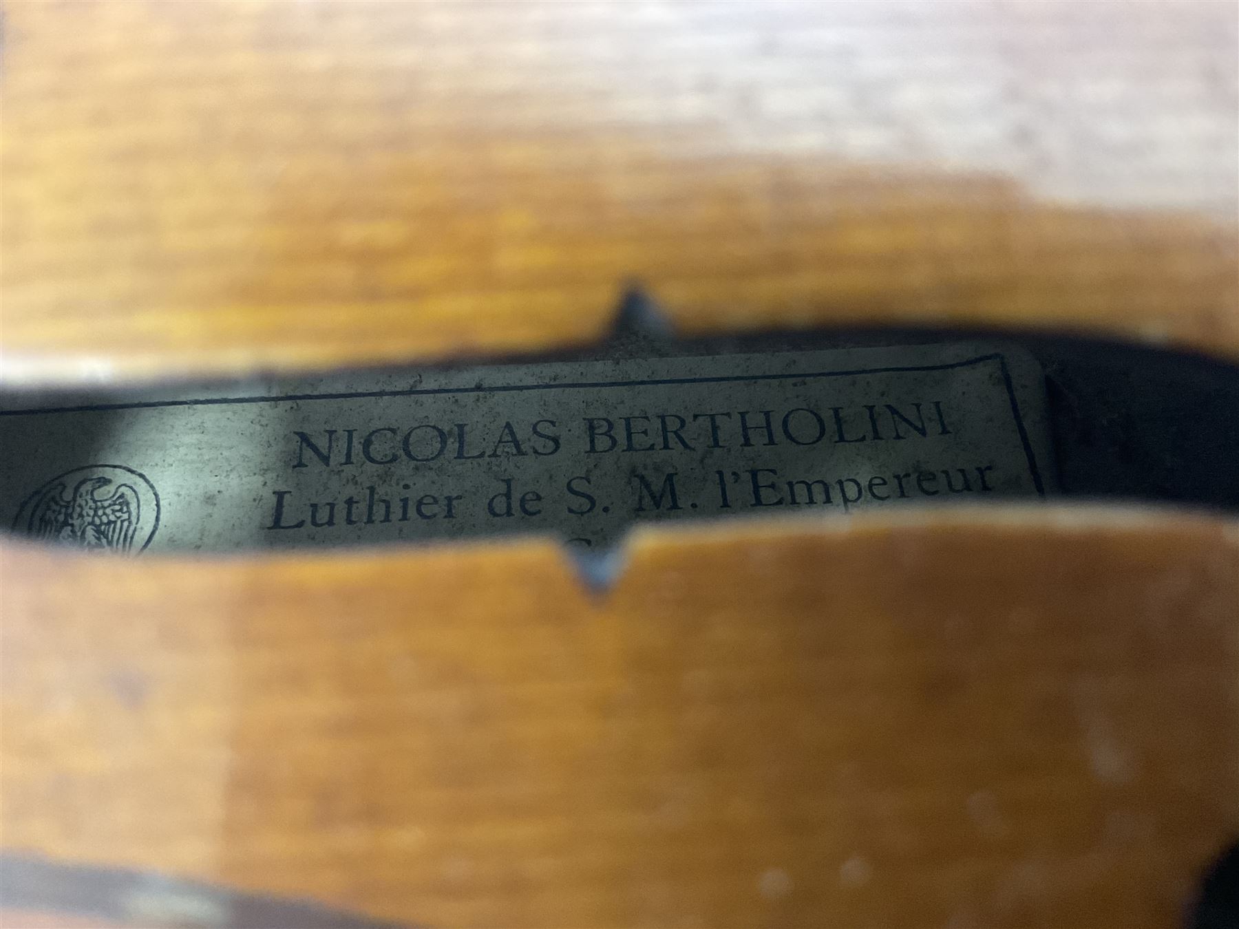 Four violins 1/8th size; half size with Nicolas Bertholini label; three-quarter size with Stradivari - Image 16 of 23