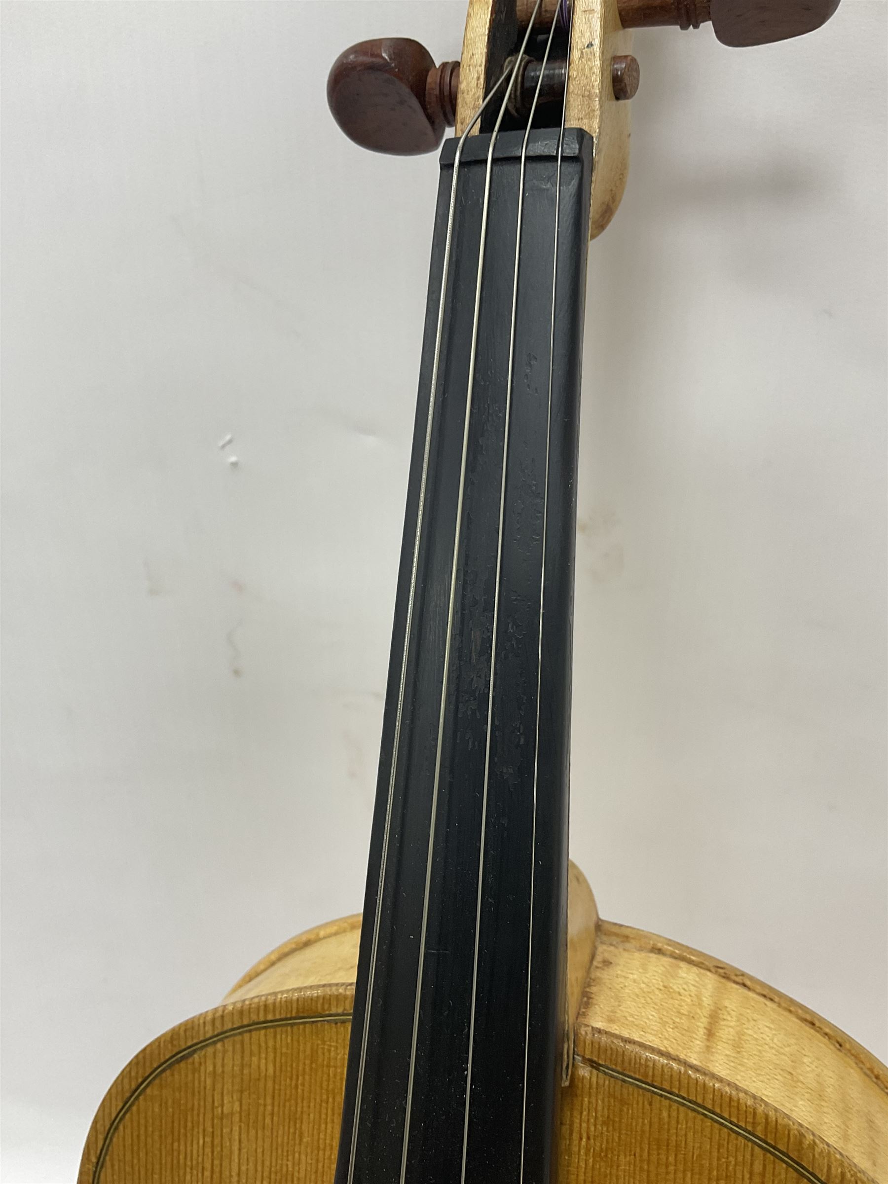 Copy of a full size Stradivarius violin with an ebonised fingerboard and tailpiece - Image 5 of 14