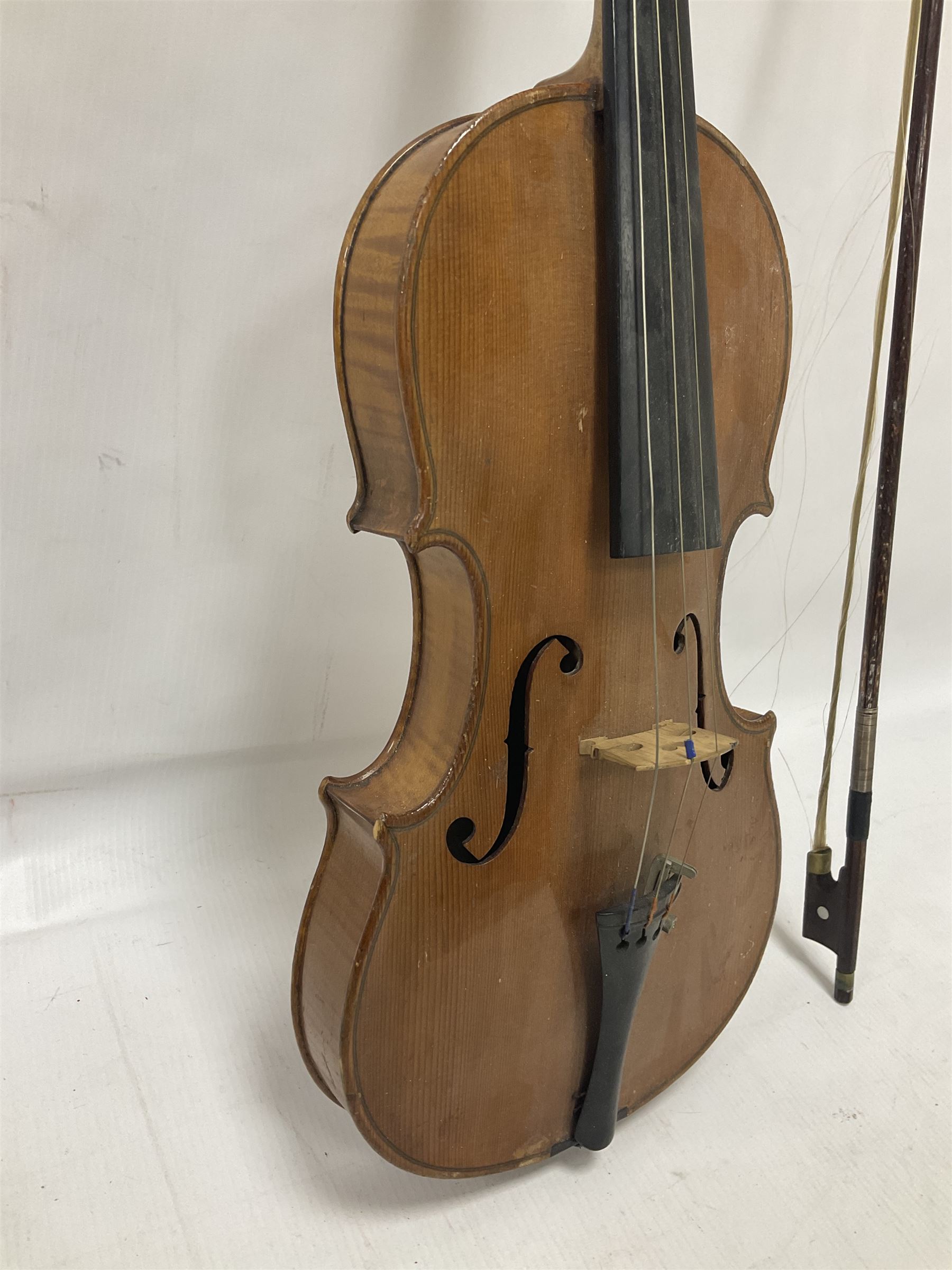 Early 20th century full size violin in a hard case with bow - Image 7 of 20