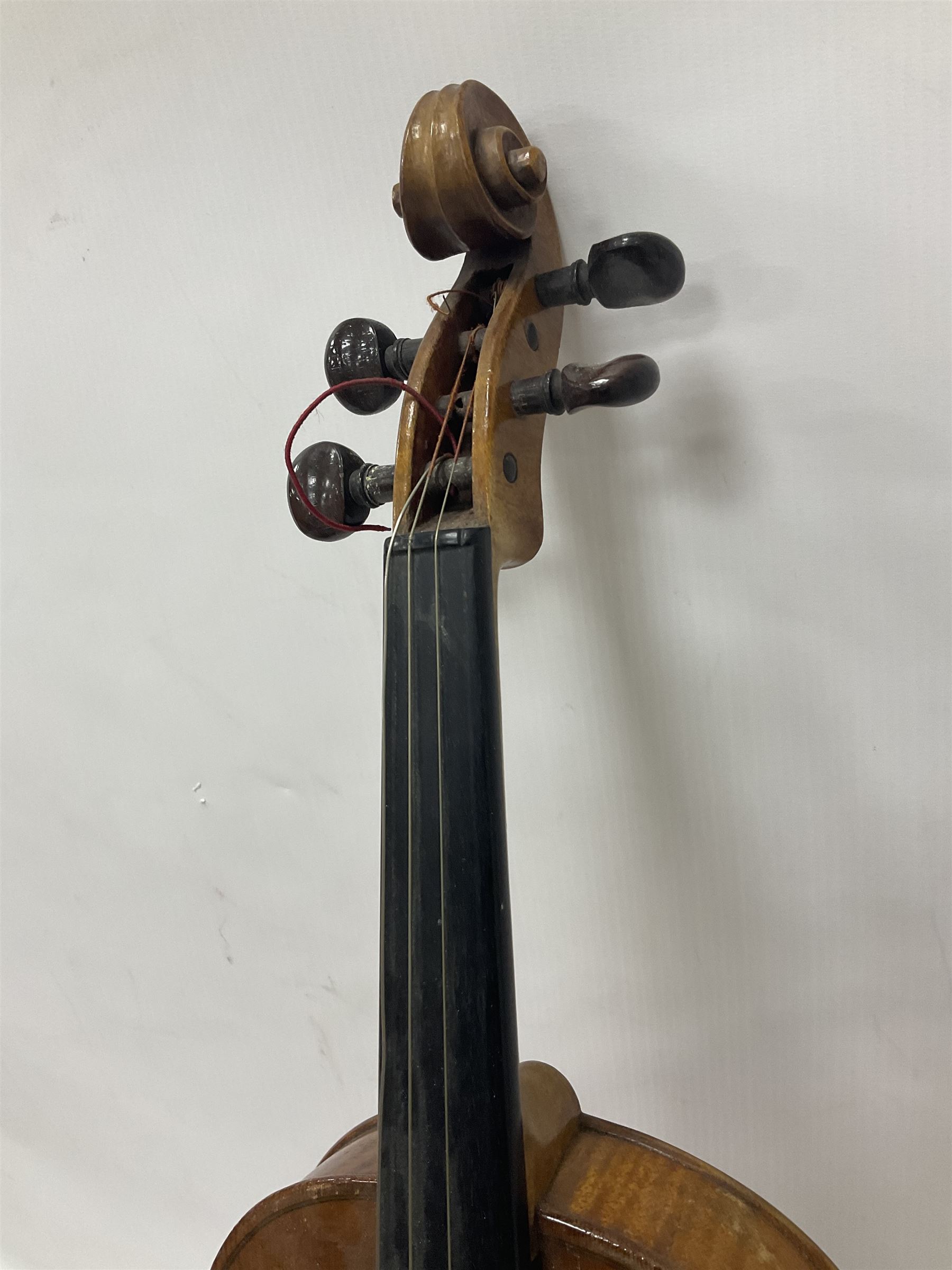 Early 20th century full size violin in a hard case with bow - Image 9 of 20