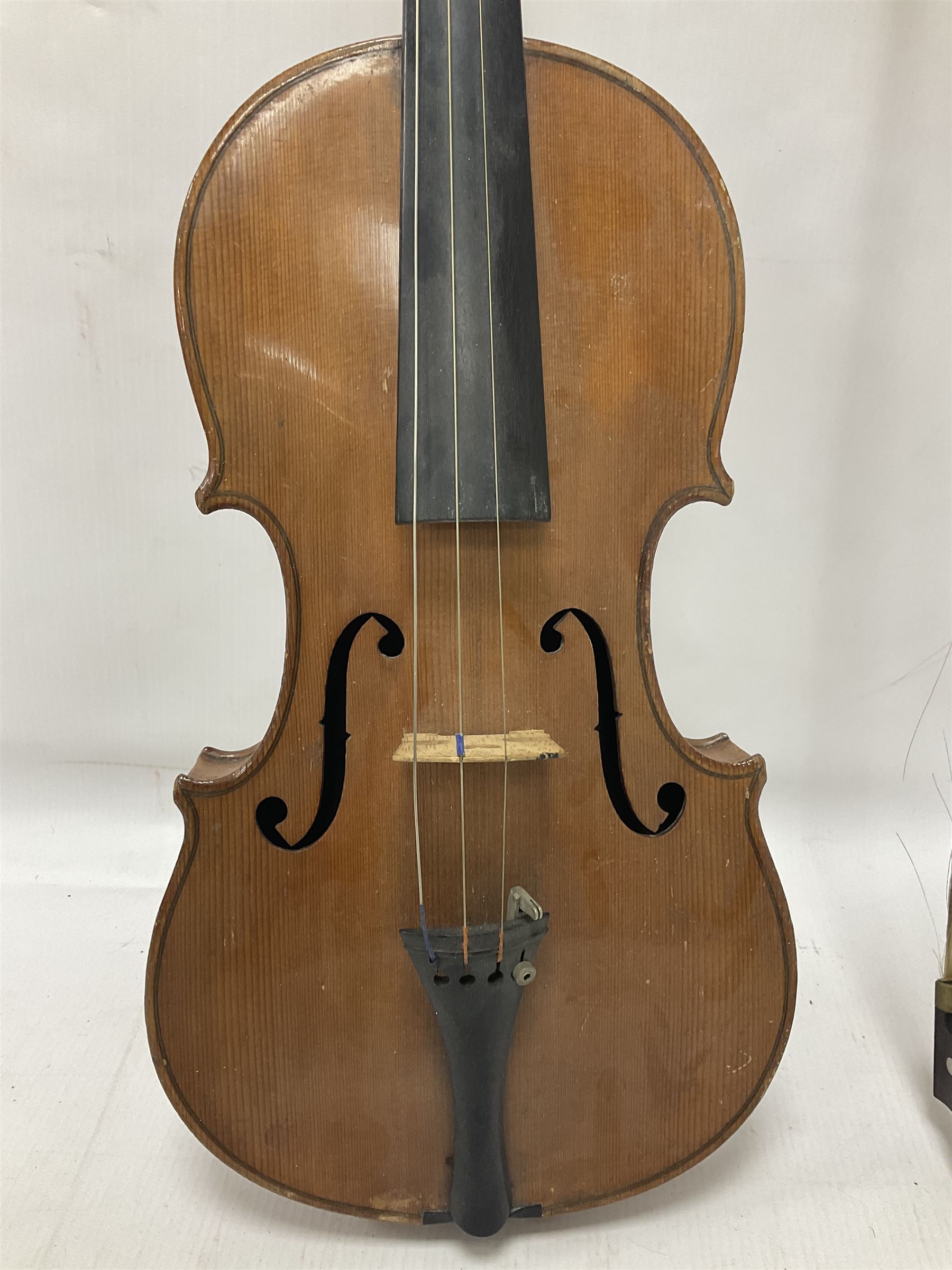 Early 20th century full size violin in a hard case with bow - Image 4 of 20