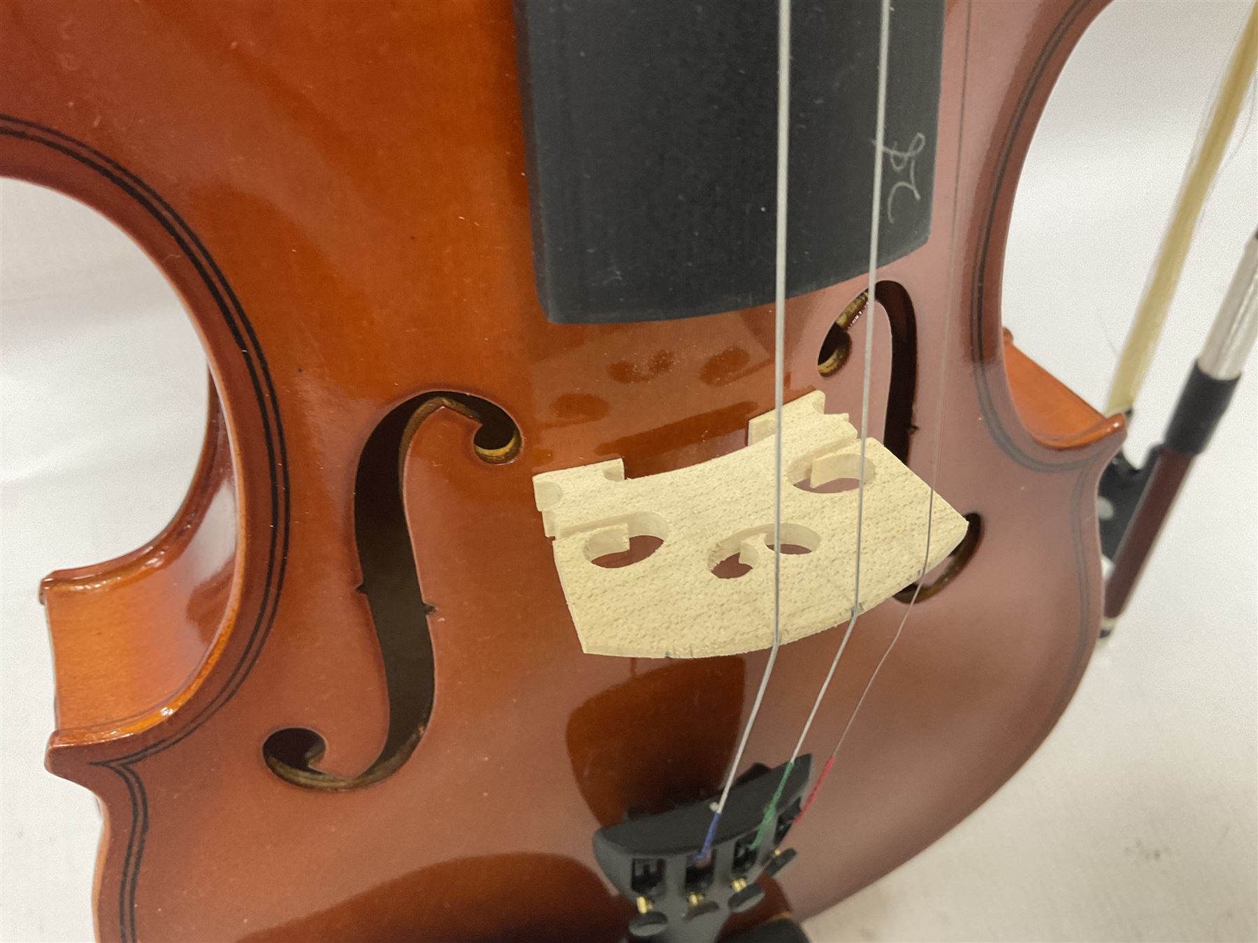 Full size violin with a maple case and ebonised fingerboard and fittings - Image 5 of 15