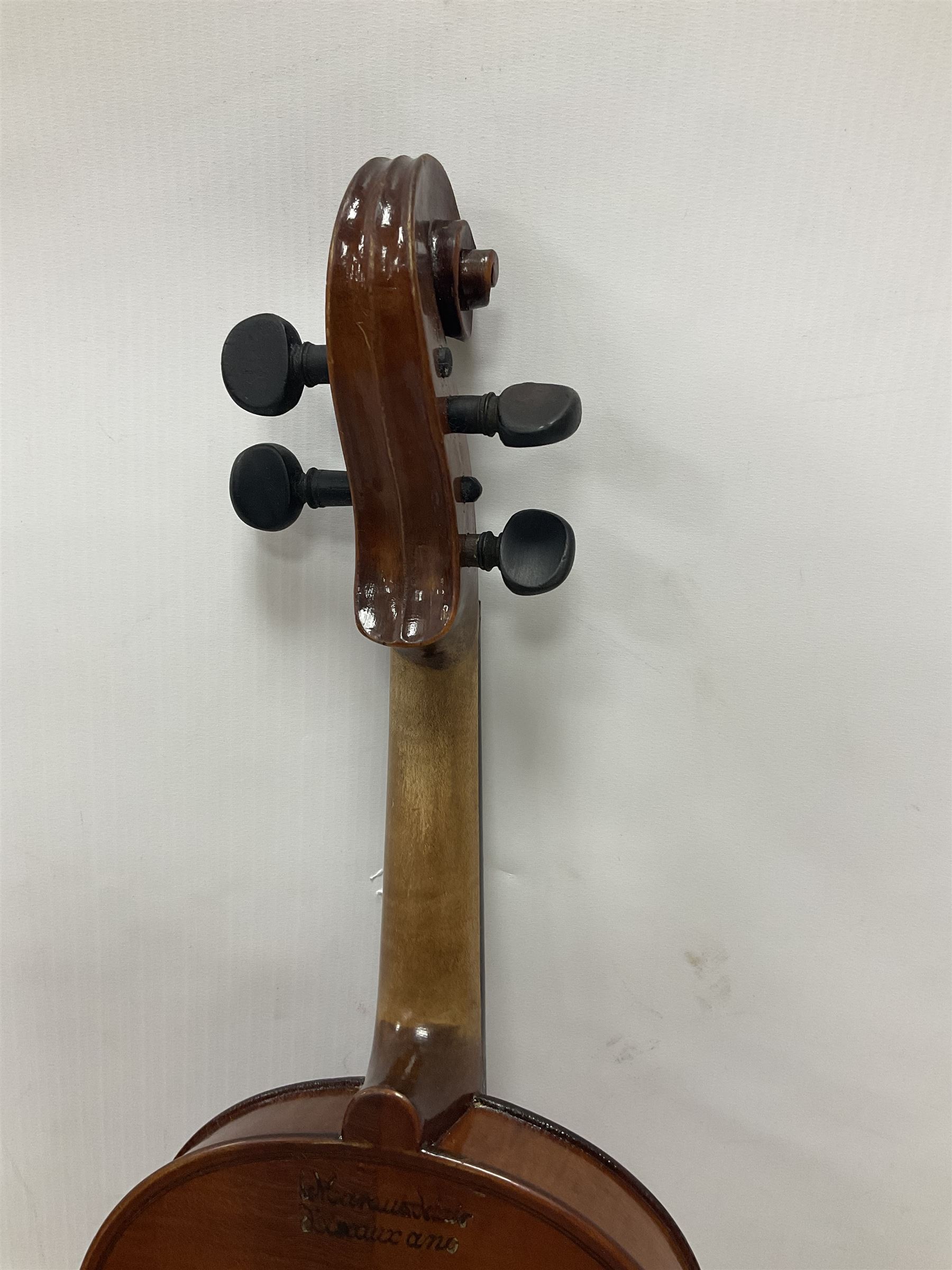 Four violins 1/8th size; half size with Nicolas Bertholini label; three-quarter size with Stradivari - Image 19 of 23