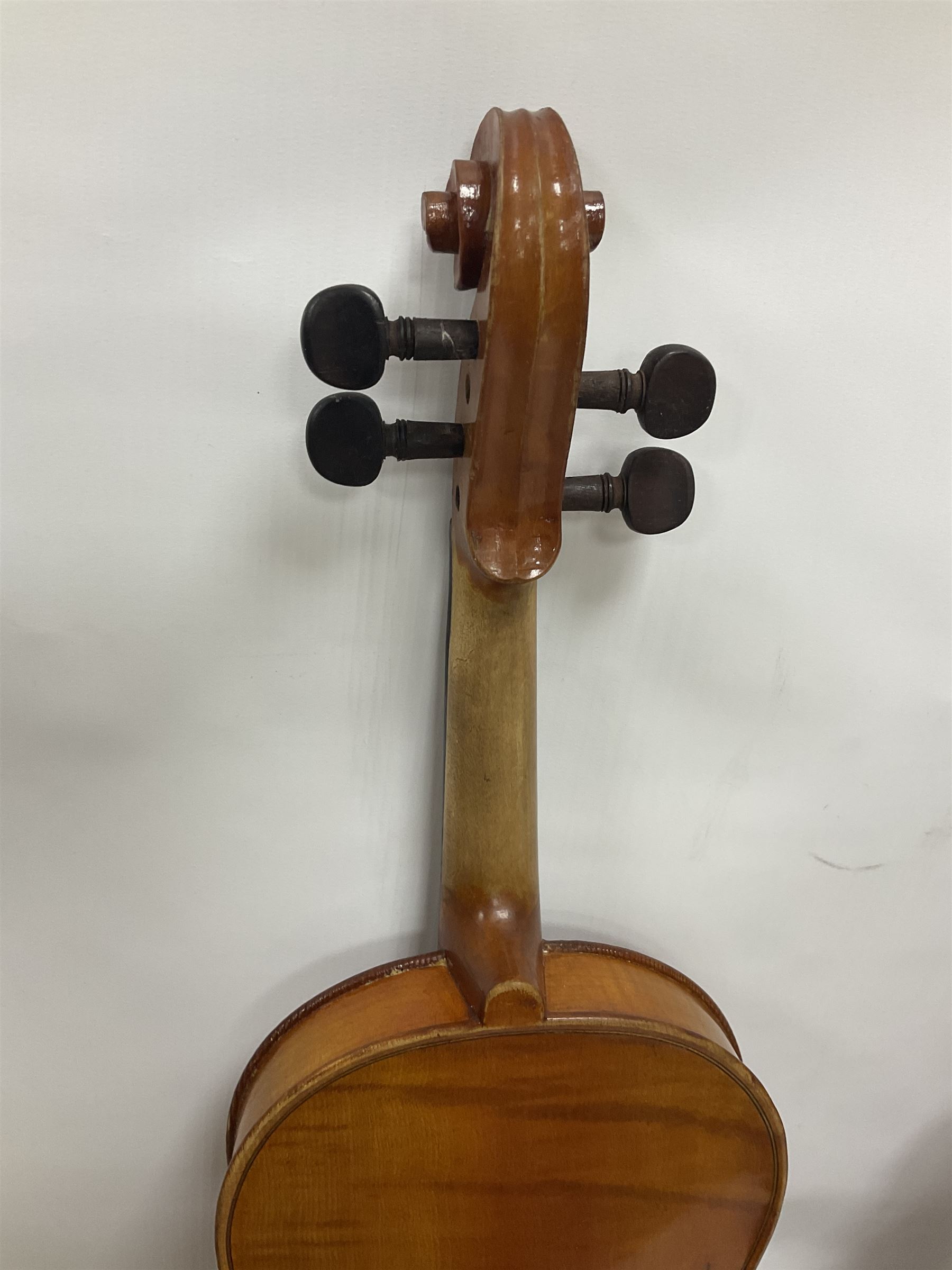 Four violins 1/8th size; half size with Nicolas Bertholini label; three-quarter size with Stradivari - Image 4 of 23