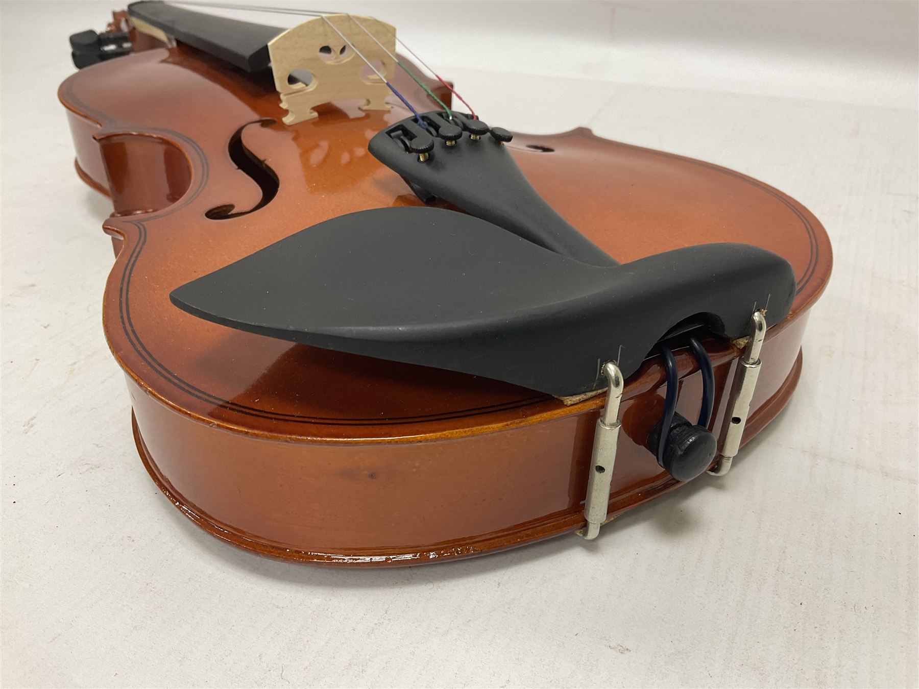 Full size violin with a maple case and ebonised fingerboard and fittings - Image 12 of 15