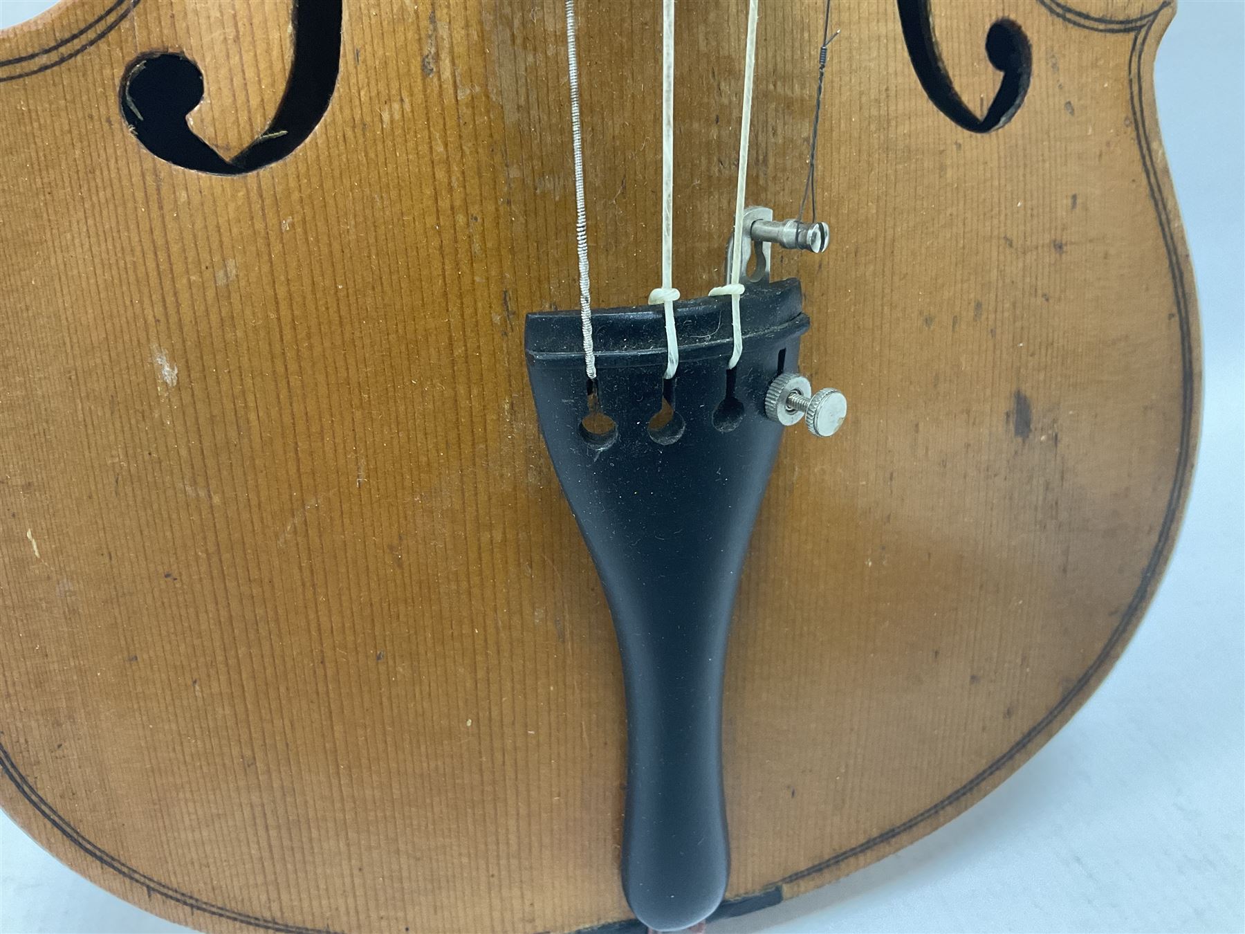 19th century 3/4 size violin in its original fitted wooden “coffin case” Overall length 53cm No bow - Image 7 of 16