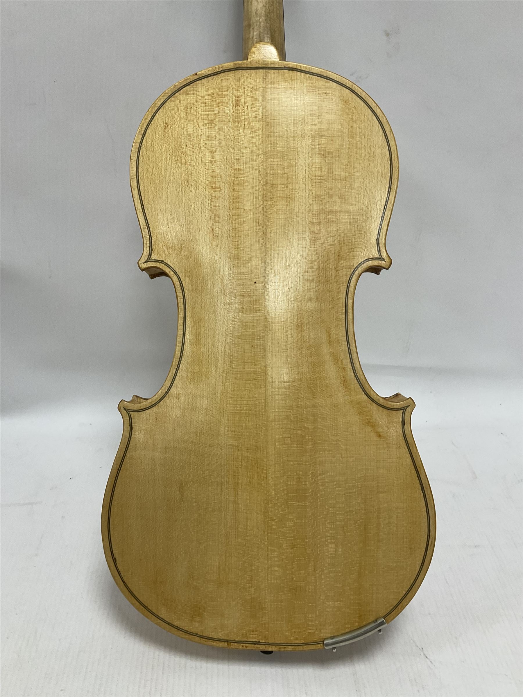 Copy of a full size Stradivarius violin with an ebonised fingerboard and tailpiece - Image 11 of 14