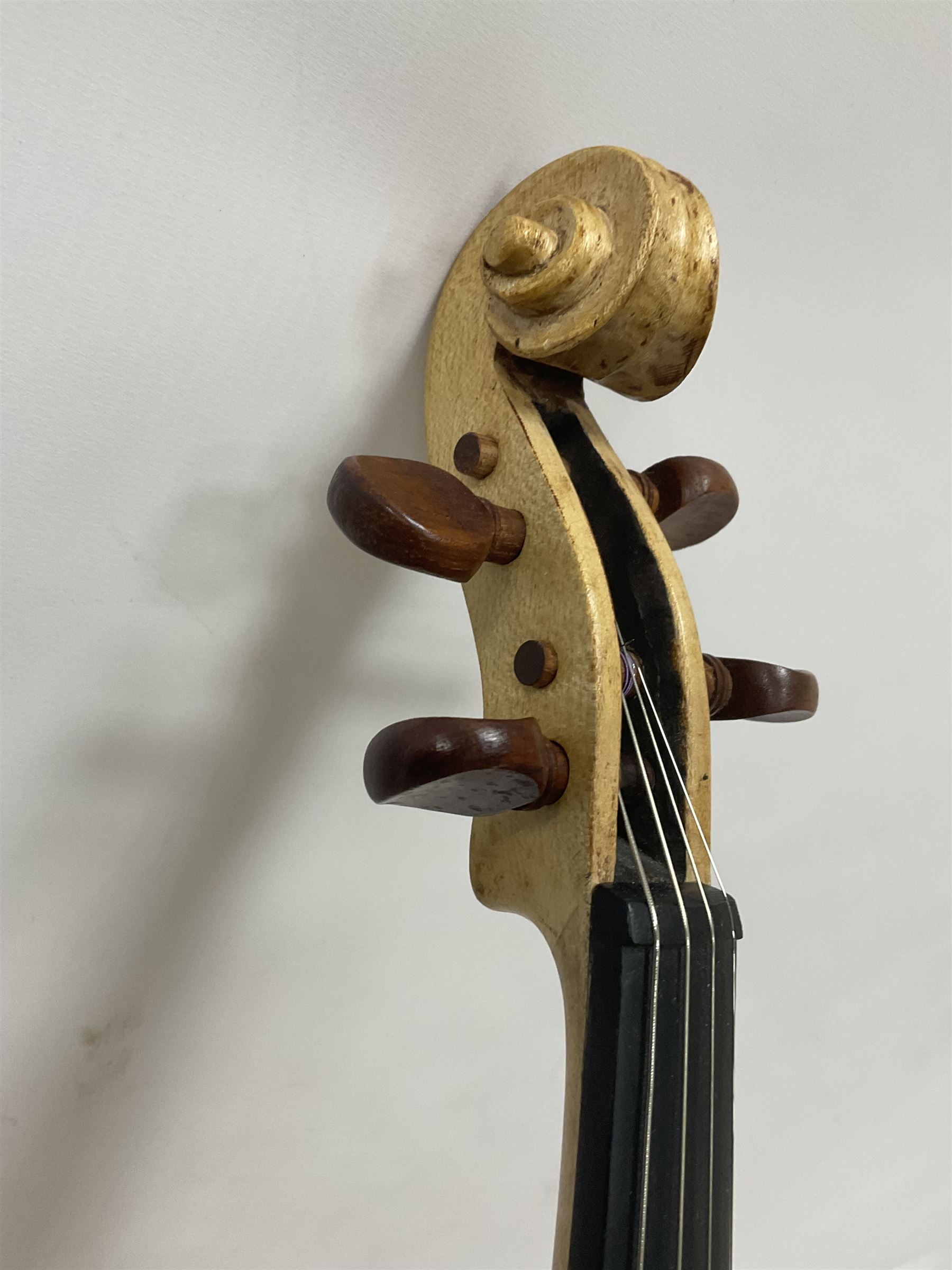 Copy of a full size Stradivarius violin with an ebonised fingerboard and tailpiece - Image 8 of 14