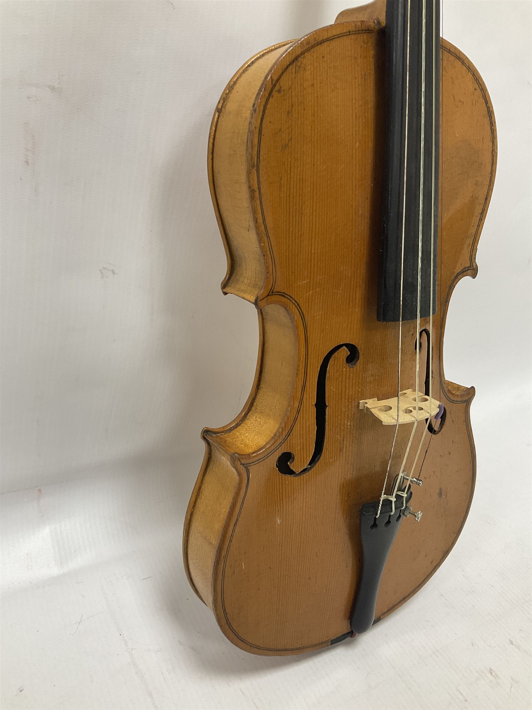 19th century 3/4 size violin in its original fitted wooden “coffin case” Overall length 53cm No bow - Image 13 of 16