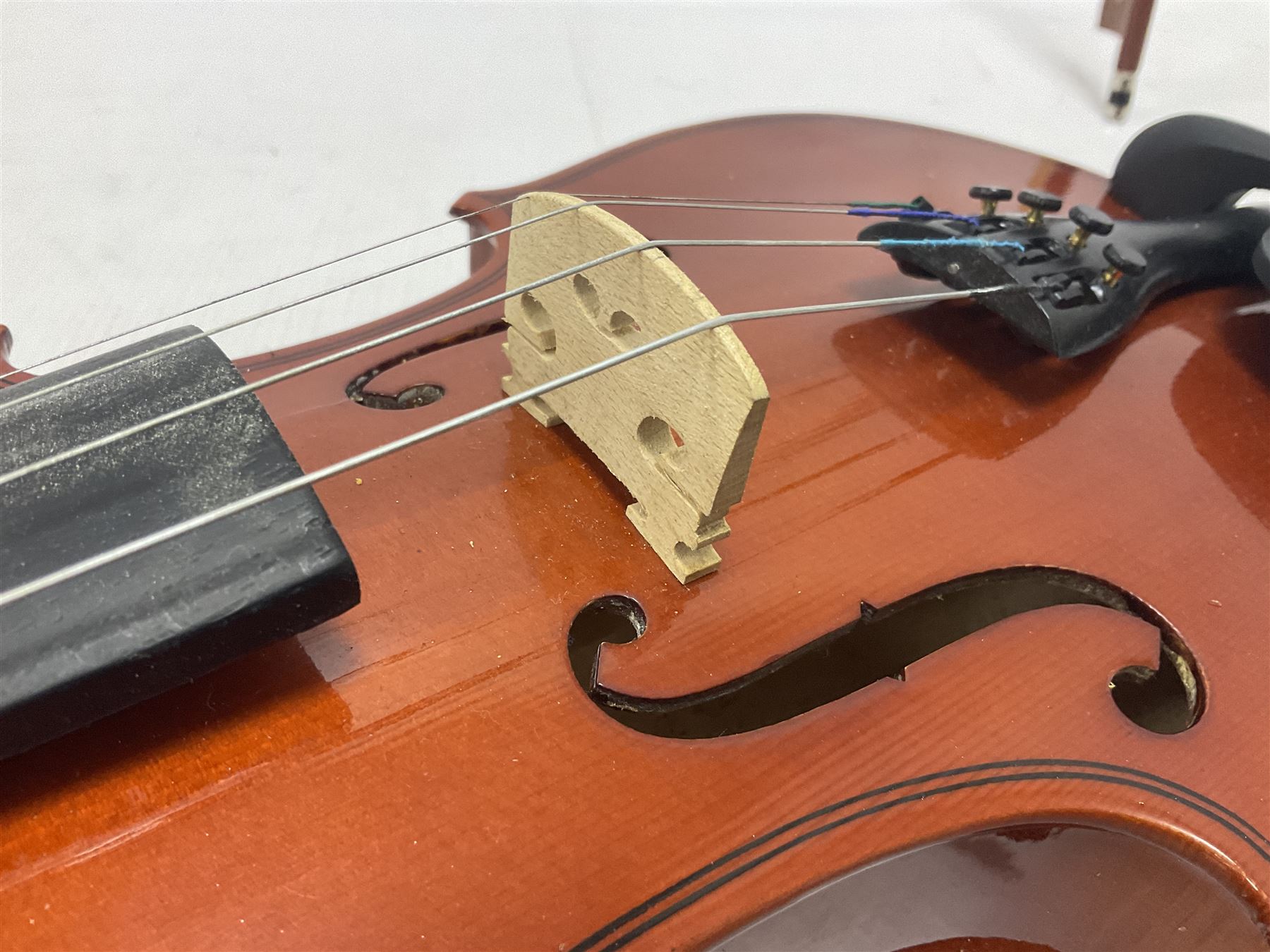 Full size violin with a maple case and ebonised fingerboard and fittings - Image 16 of 21