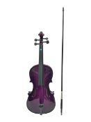 Intermusic 3/4 violin with a violet coloured solid wood body