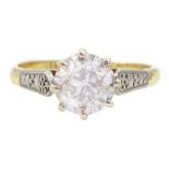 18ct gold single stone round transition cut diamond ring