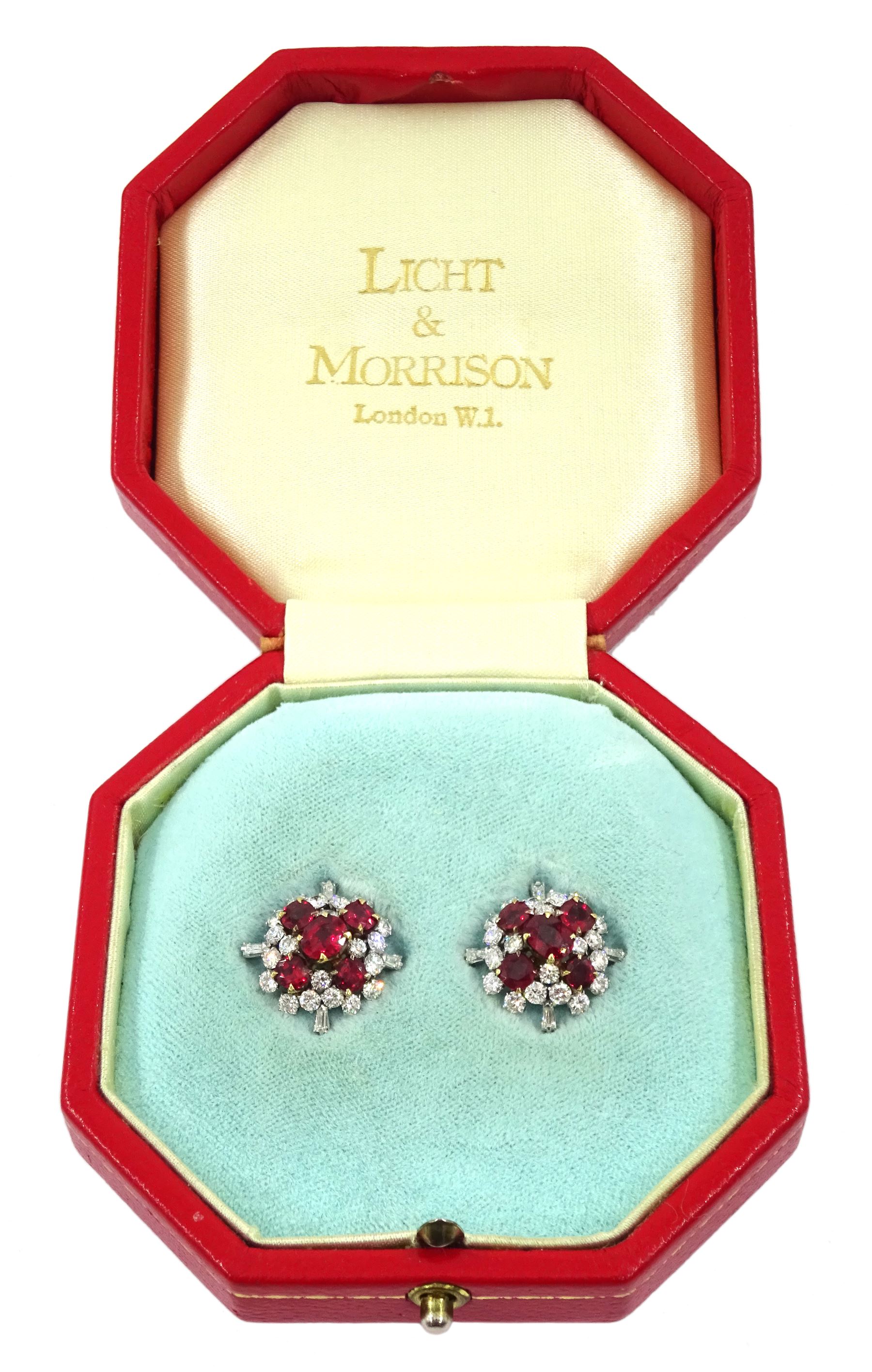 Pair of 18ct white and yellow gold Burmese ruby and diamond stud earrings - Image 2 of 5