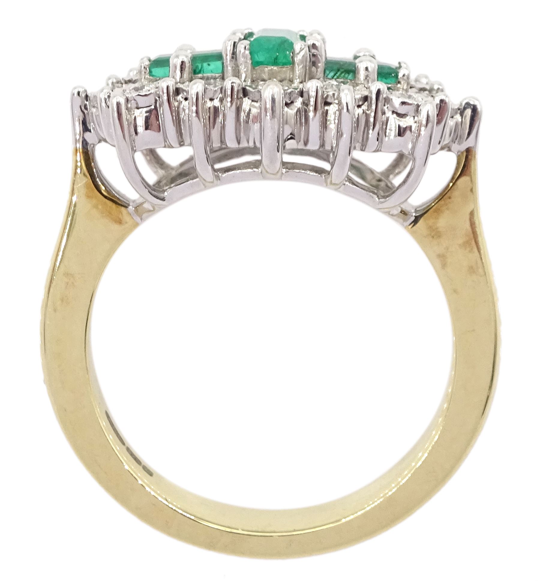 9ct gold emerald and diamond cluster ring - Image 4 of 4