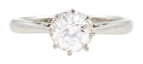 Platinum single stone old cut diamond ring