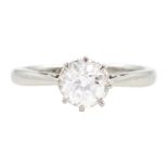 Platinum single stone old cut diamond ring