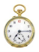 Edwardian 18ct gold open face ladies fob watch