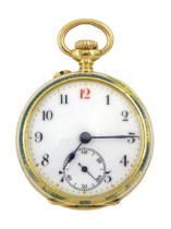 Edwardian 18ct gold open face ladies fob watch