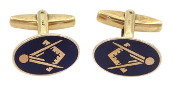Pair of 9ct gold enamel Masonic cufflinks