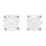 Pair of 18ct white gold round brilliant cut diamond stud earrings