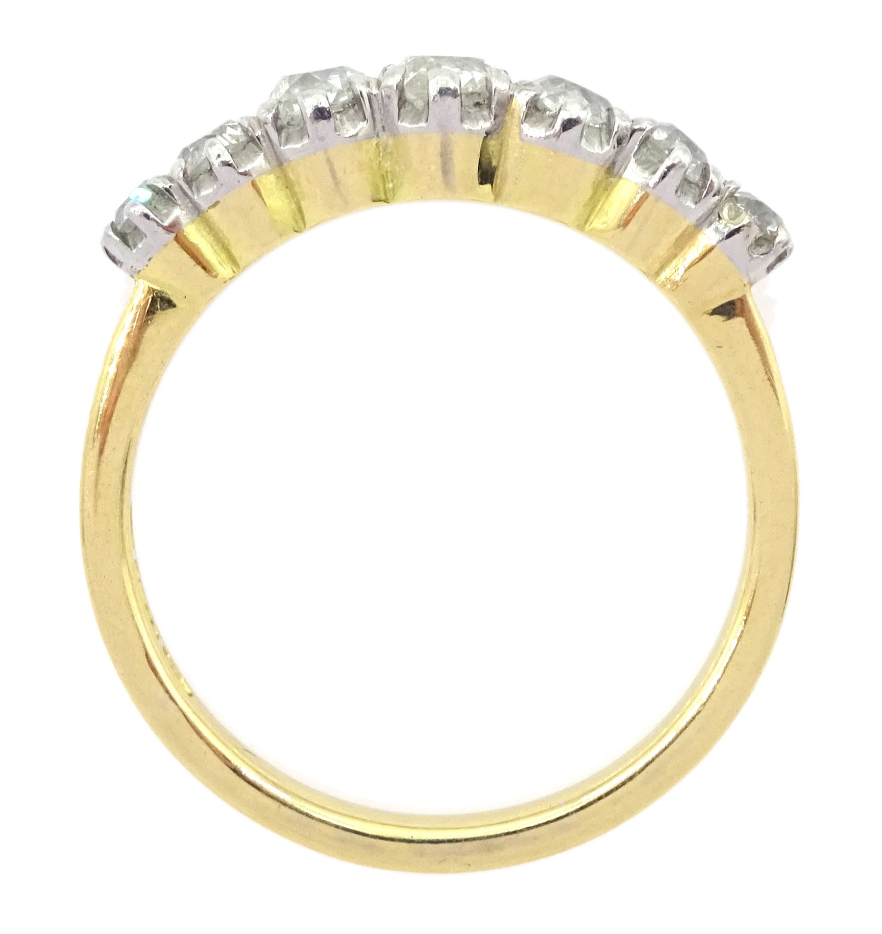 18ct gold graduating seven stone old cut diamond ring - Image 4 of 4