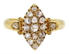 Victorian gold rose cut marquise shaped ring