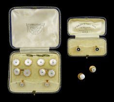 Early 20th century rose gold mother of pearl cufflink and shirt stud set