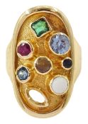 Gold multi gemstone set ring