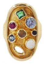 Gold multi gemstone set ring