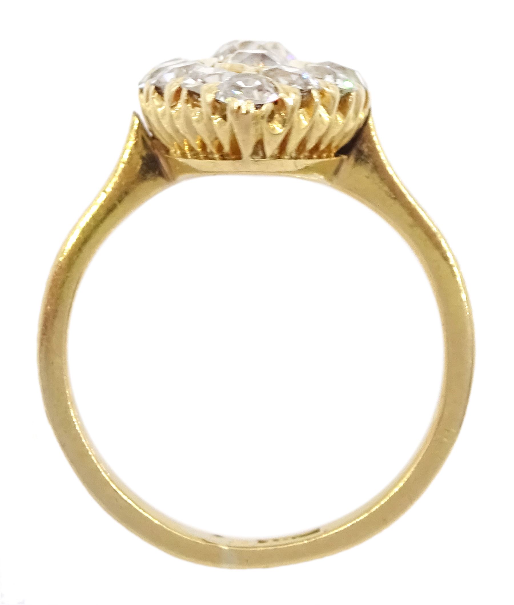 Early 20th century gold old cut diamond marquise shaped ring - Image 4 of 4