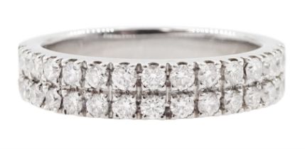 18ct white gold two row round brilliant cut diamond half eternity ring