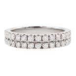 18ct white gold two row round brilliant cut diamond half eternity ring